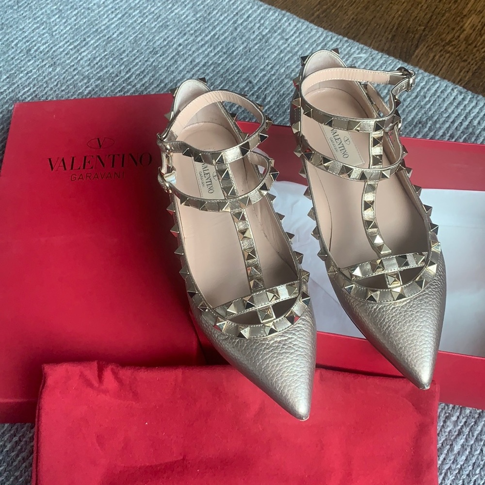 Valentino Garavani Metallic Studded Flats